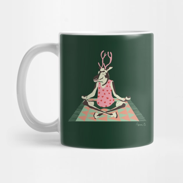 Hipster Christmas Meditating Reindeer by Aurora B